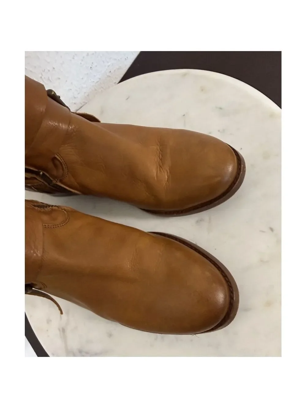 Frye Melissa Knotted Tall Riding Boots Sz 6.5B Leather Camel Brown Retail $400